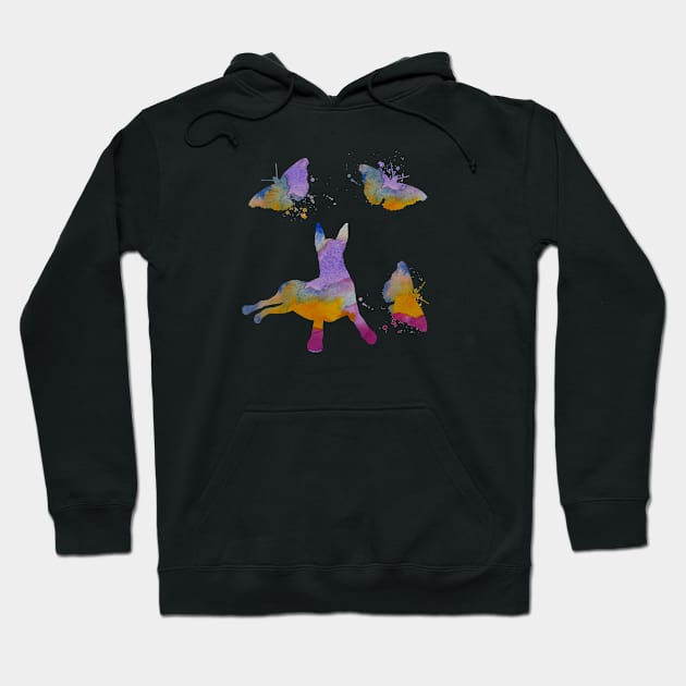 Great Dane Art, Colorful, Butterfly Hoodie by BittenByErmines